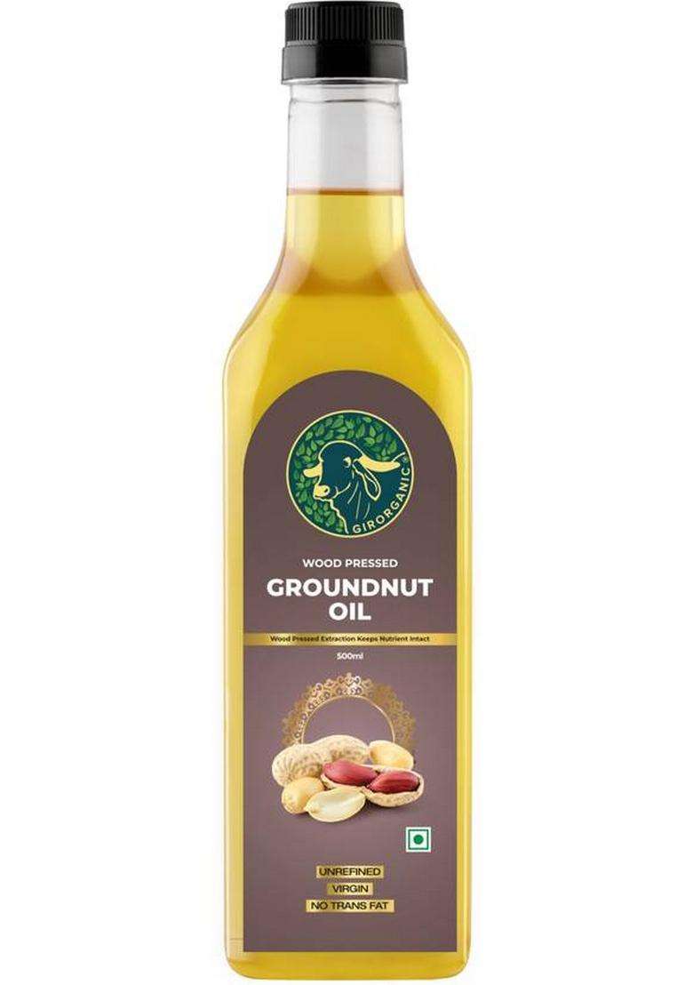 Girorganic Wood Pressed | Unrefined Cold Virgin Natural Groundnut Oil Pet Bottle (500 Ml) - Indya