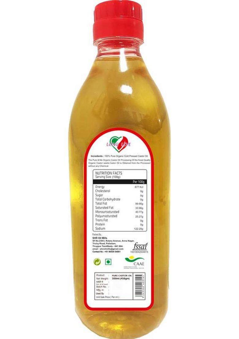 Long Live Castor Oil For Skin & Hair With Vitamin E, Omega-6 9, Mineral Free Plastic Bottle (500 Ml)