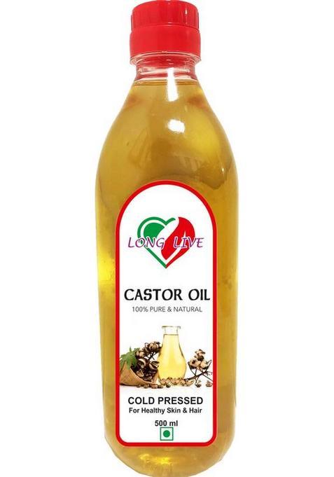 Long Live Castor Oil For Skin & Hair With Vitamin E, Omega-6 9, Mineral Free Plastic Bottle (500 Ml)