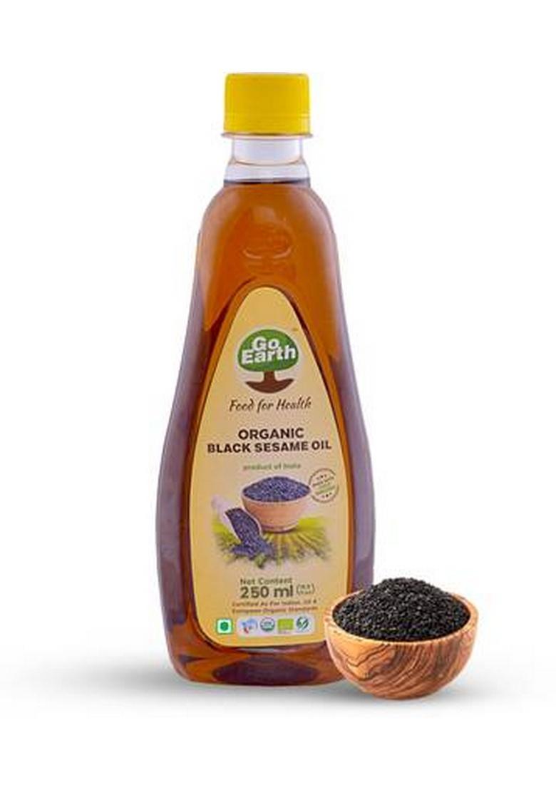 Label Go Earth Organic Black Sesame Oil For Hair Growth, Body Massage, & Cooking Plastic Bottle (250 Ml)