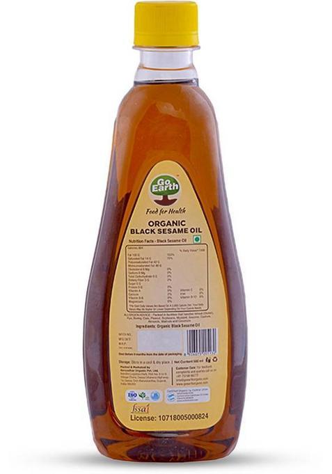 Label Go Earth Organic Black Sesame Oil For Hair Growth, Body Massage, & Cooking Plastic Bottle (250 Ml)