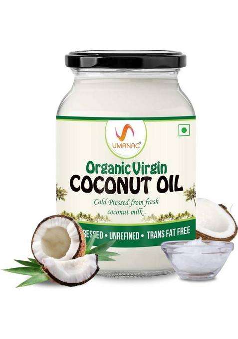 Umanac Organic Virgin Oil 500 Ml - Glass Jar Coconut Bottle (500 Ml)