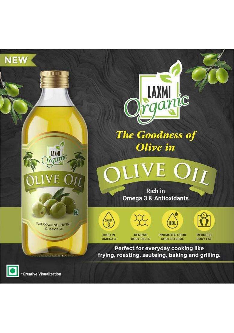 Laxmi Organic Olive / Jaitun Tail/ Edible Food Cooking Oil Extra Light And For Skin Plastic Bottle (1 L) - Indya