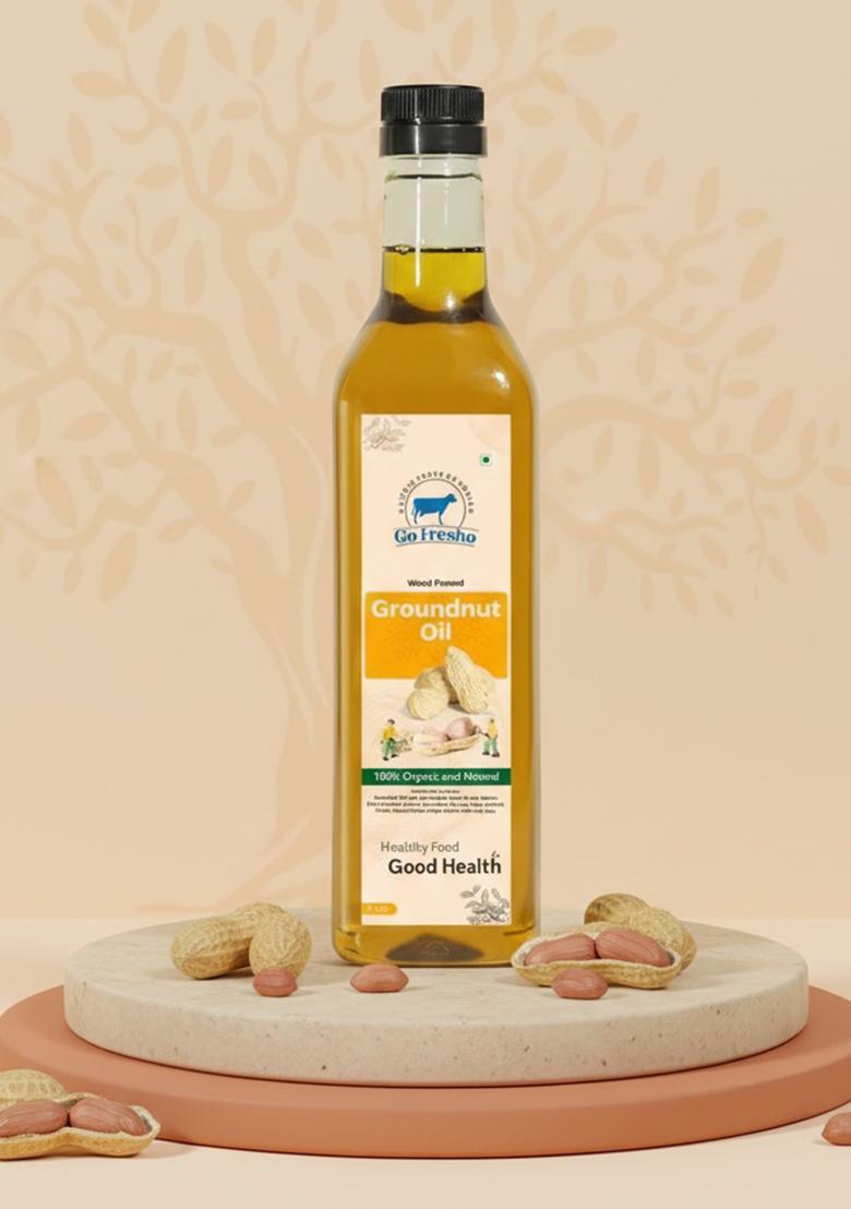 Go Fresho \Wood Pressed Groundnut Oil | 100% Pure & Organic Cold Peanut Pet Bottle (1000 Ml)
