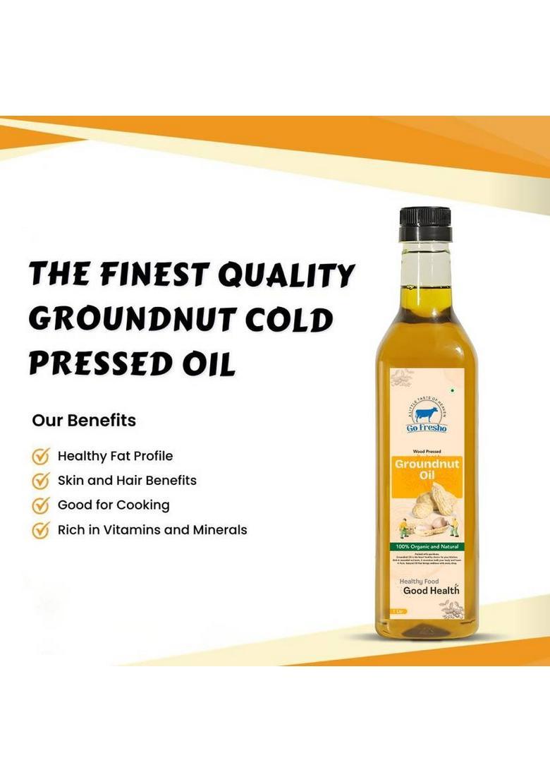Go Fresho \Wood Pressed Groundnut Oil | 100% Pure & Organic Cold Peanut Pet Bottle (1000 Ml)