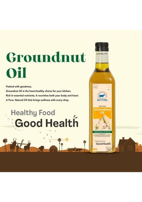Go Fresho \Wood Pressed Groundnut Oil | 100% Pure & Organic Cold Peanut Pet Bottle (1000 Ml)