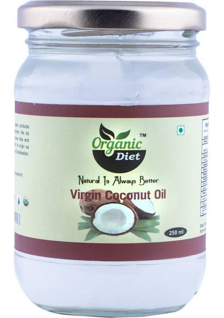 Organic Diet Virgin Coconut Oil Glass Bottle (250 Ml)