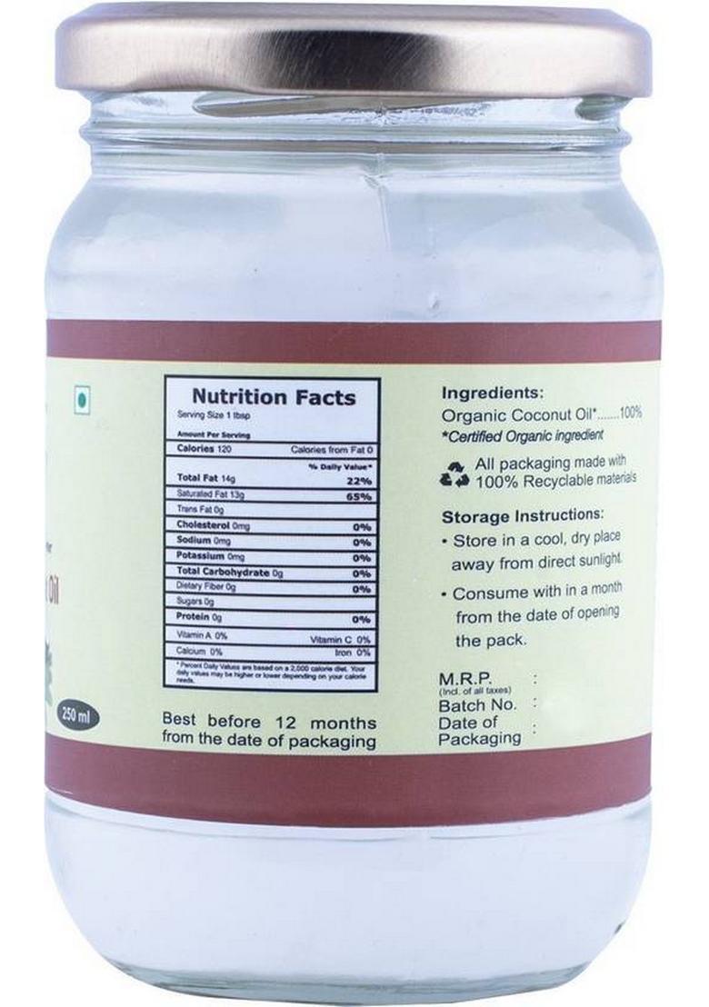 Organic Diet Virgin Coconut Oil Glass Bottle (250 Ml)