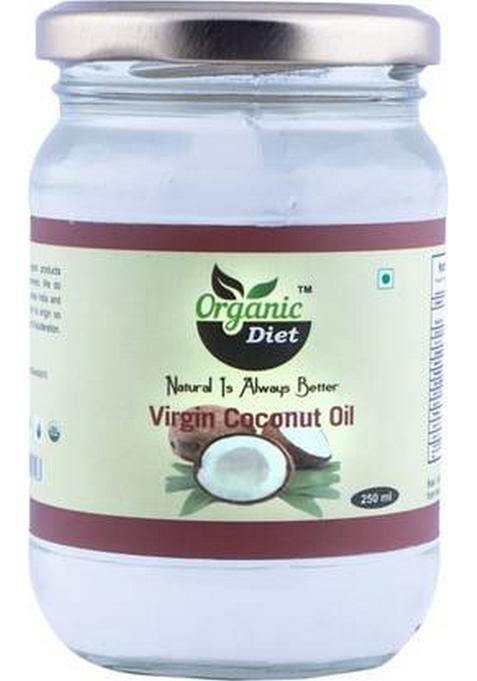Organic Diet Virgin Coconut Oil Glass Bottle (250 Ml)