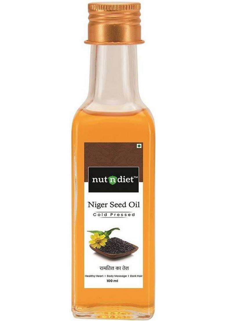 Nutndiet Heart Healthy Edible Ramtil Ka Tel For Cooking, Body Massage And Hair Care, Niger Oil Glass Bottle (100 Ml) - Indya
