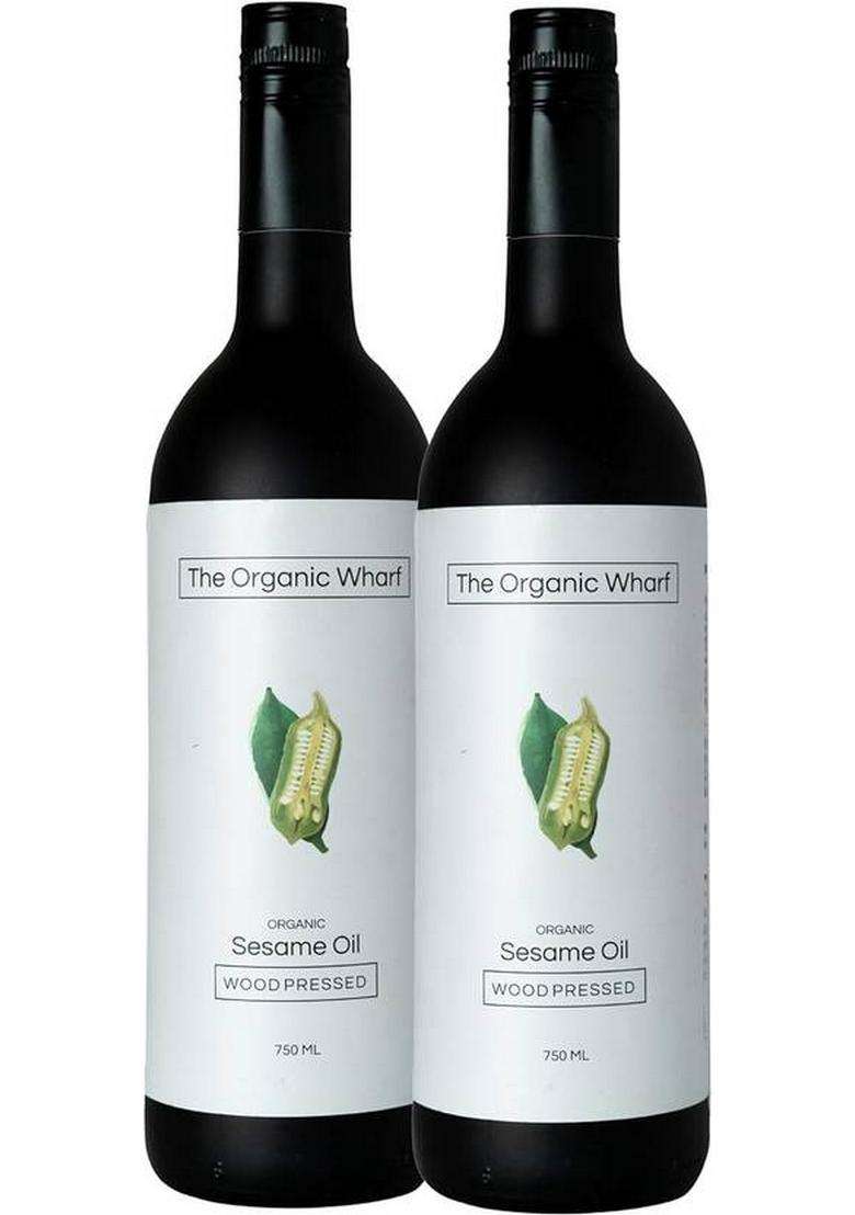 The Organic Wharf Natural Unrefined, And Pure | Truly Culinary Oil, Chemical-Free Sesame Oil Glass Bottle (2 X 375 Ml) - Indya
