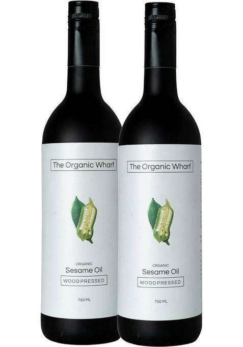 The Organic Wharf Natural Unrefined, And Pure | Truly Culinary Oil, Chemical-Free Sesame Oil Glass Bottle (2 X 375 Ml)