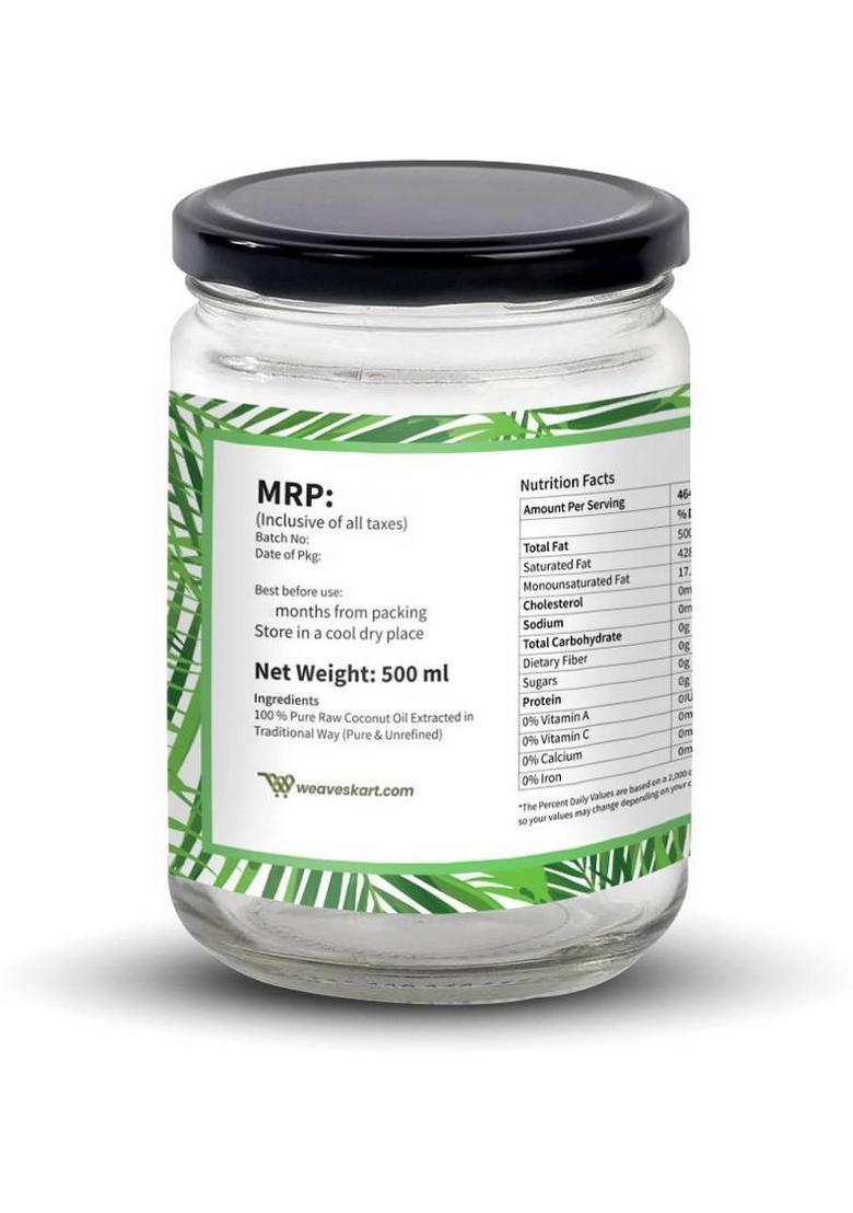 Looms & Weaves Extra Virgin Coconut Oil In Premium Glass Jar