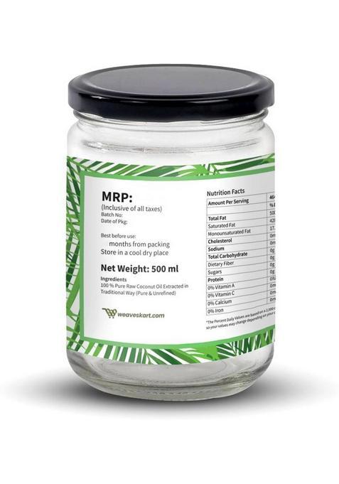 Looms & Weaves Extra Virgin Coconut Oil In Premium Glass Jar