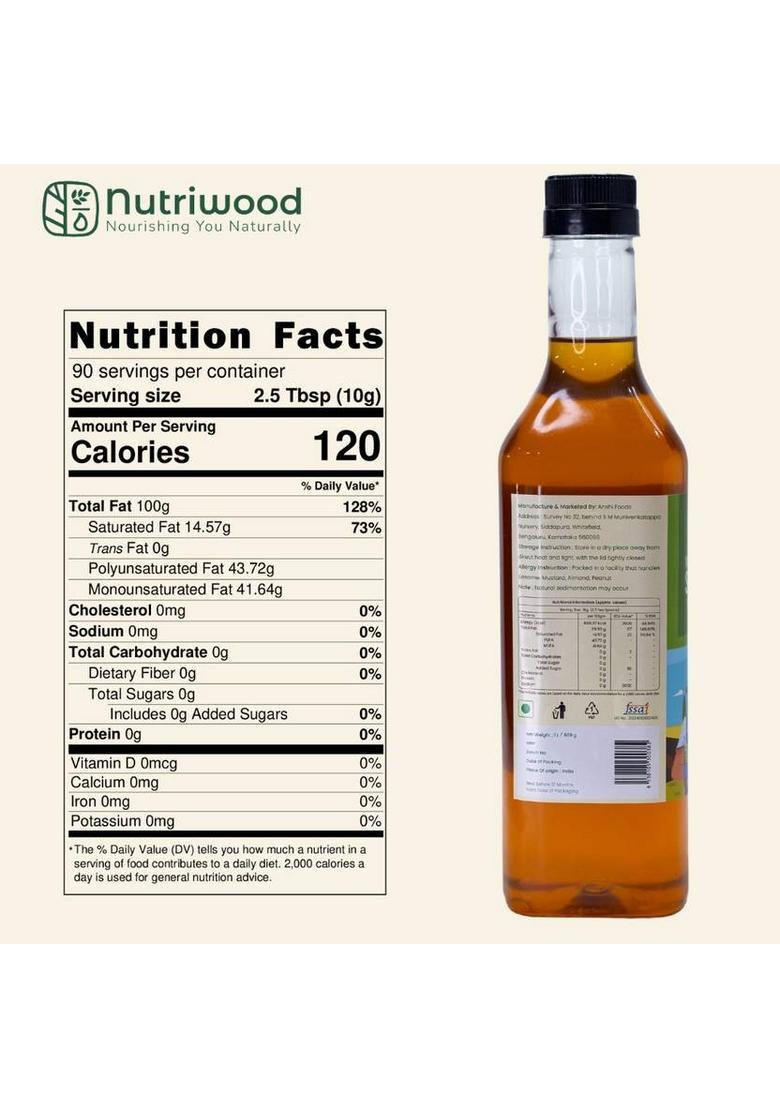 Nutriwood Wood Pressed Sesame Oil | Kolhu/Kacchi Ghani/Chekku Pet Bottle (1 L)