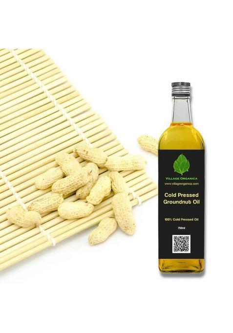 Village Organica Organic And Cold Pressed Groundnut Oil Glass Bottle (750 Ml)