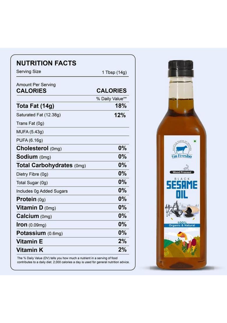 Go Fresho Wood Pressed Black Sesame Oil | 100% Pure, Natural & Cold Pet Bottle (1 L)