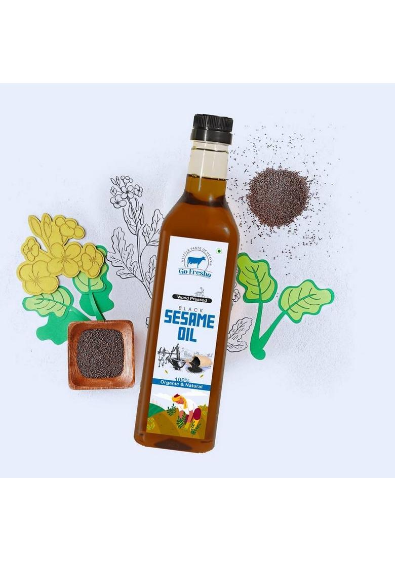 Go Fresho Wood Pressed Black Sesame Oil | 100% Pure, Natural & Cold Pet Bottle (1 L)