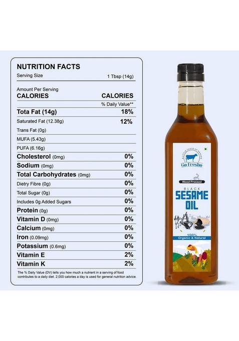 Go Fresho Wood Pressed Black Sesame Oil | 100% Pure, Natural & Cold Pet Bottle (1 L)
