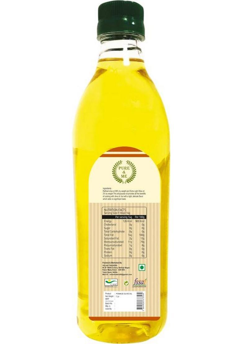 Pure & Me Pomace Olive Oil, Ideal For Everyday Indian Cooking Deep Frying Oil Plastic Bottle (1 L)