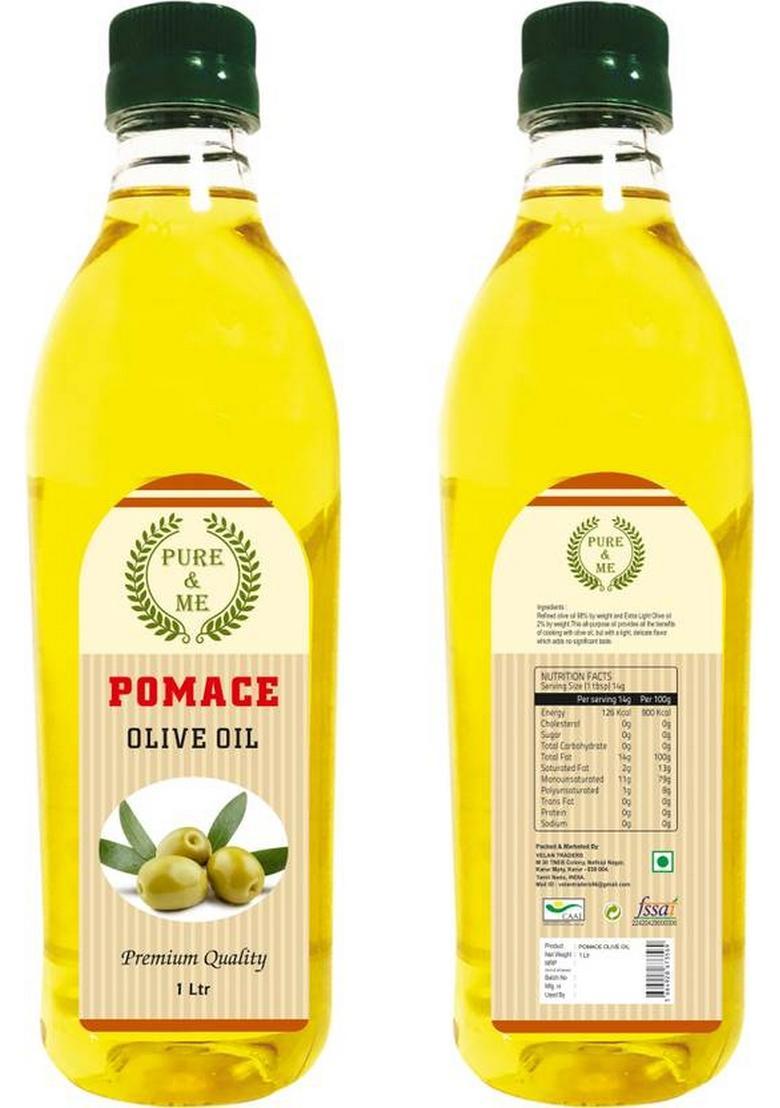 Pure & Me Pomace Olive Oil, Ideal For Everyday Indian Cooking Deep Frying Oil Plastic Bottle (1 L)