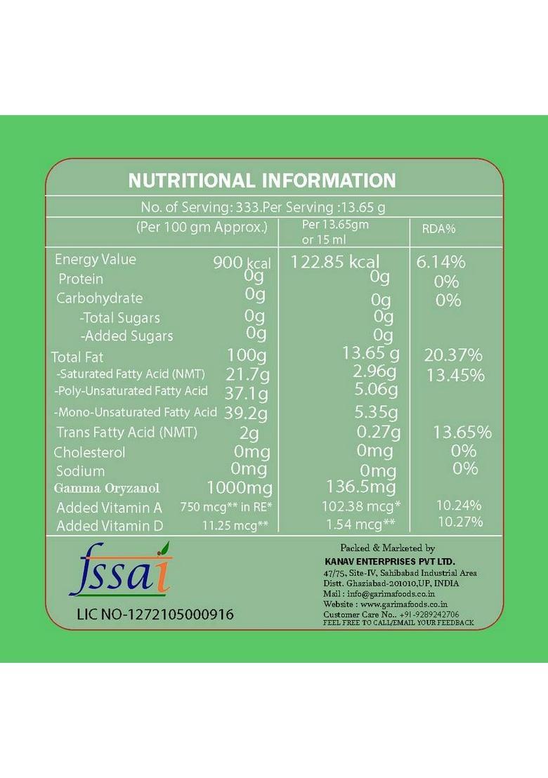 Nutrigreen Multi Source Edible Oil 1 Liters | Fortified With Vitamins A & D2 |Cooking Vegetable Pouch (1 L)