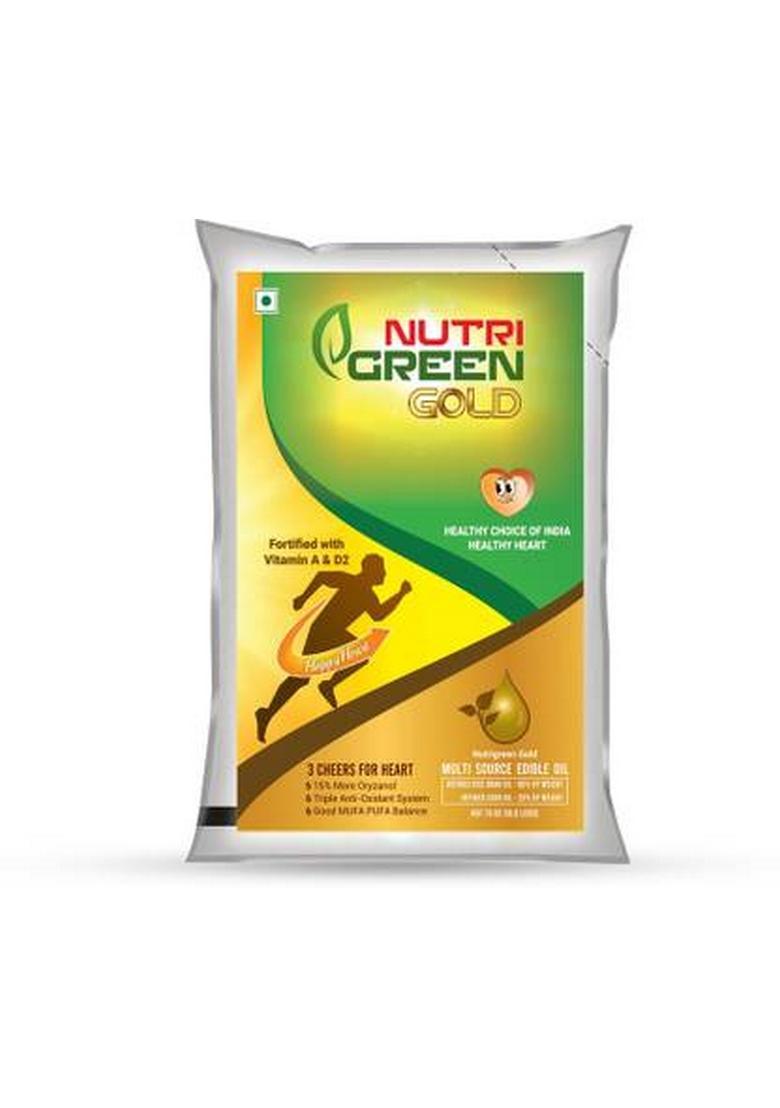Nutrigreen Multi Source Edible Oil 1 Liters | Fortified With Vitamins A & D2 |Cooking Vegetable Pouch (1 L)