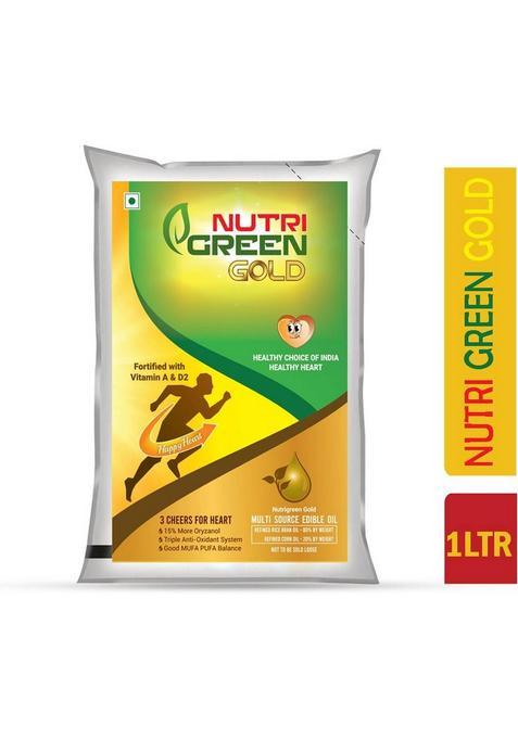 Nutrigreen Multi Source Edible Oil 1 Liters | Fortified With Vitamins A & D2 |Cooking Vegetable Pouch (1 L)