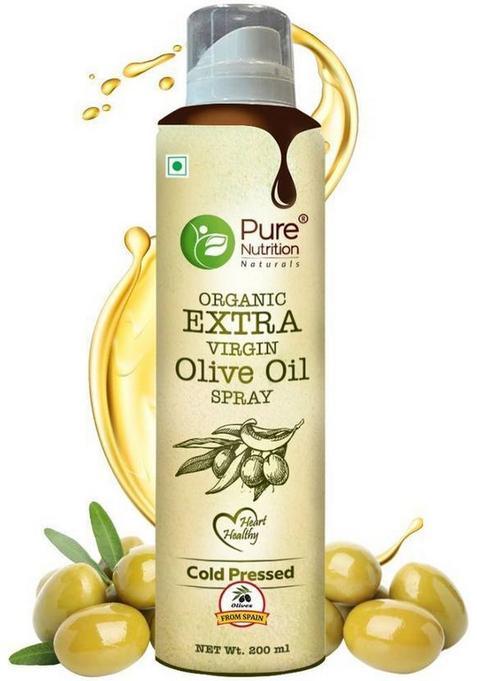 Pure Nutrition 100% Organic Cold Pressed, Cook With 10X Less Oil, Baking, Air-Frying, Saute Olive Oil Tin (200 Ml)