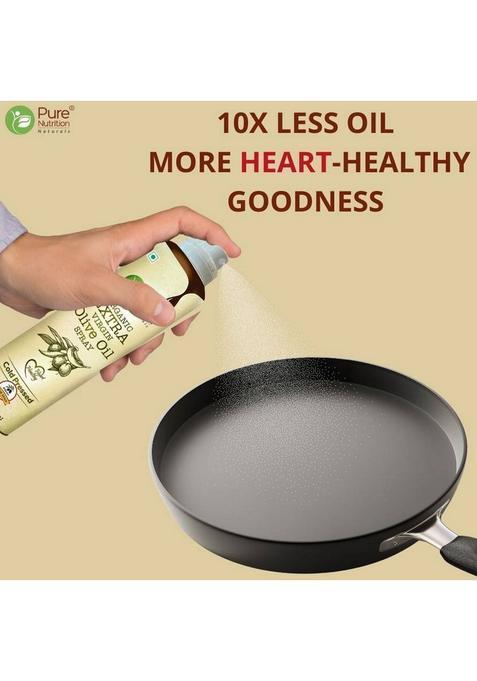 Pure Nutrition 100% Organic Cold Pressed, Cook With 10X Less Oil, Baking, Air-Frying, Saute Olive Oil Tin (200 Ml)