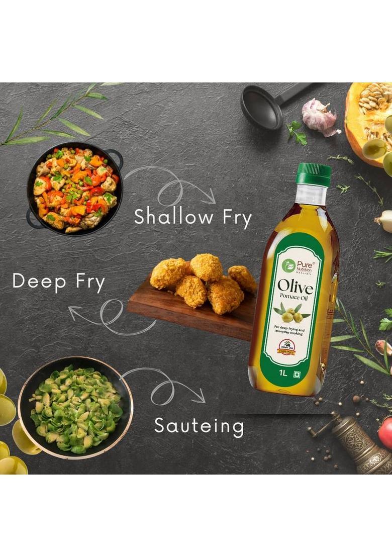 Pure Nutrition Cooking Pomace Edible Olive Oil, Frying, Baking, Healthy Oil Low Fat Pet Bottle (1 L)