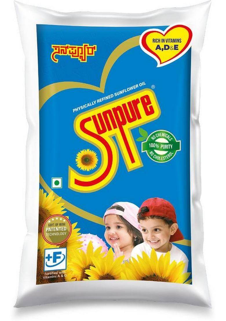 Sunpure Physically Refined Sunflower Oil Pouch (1 L)