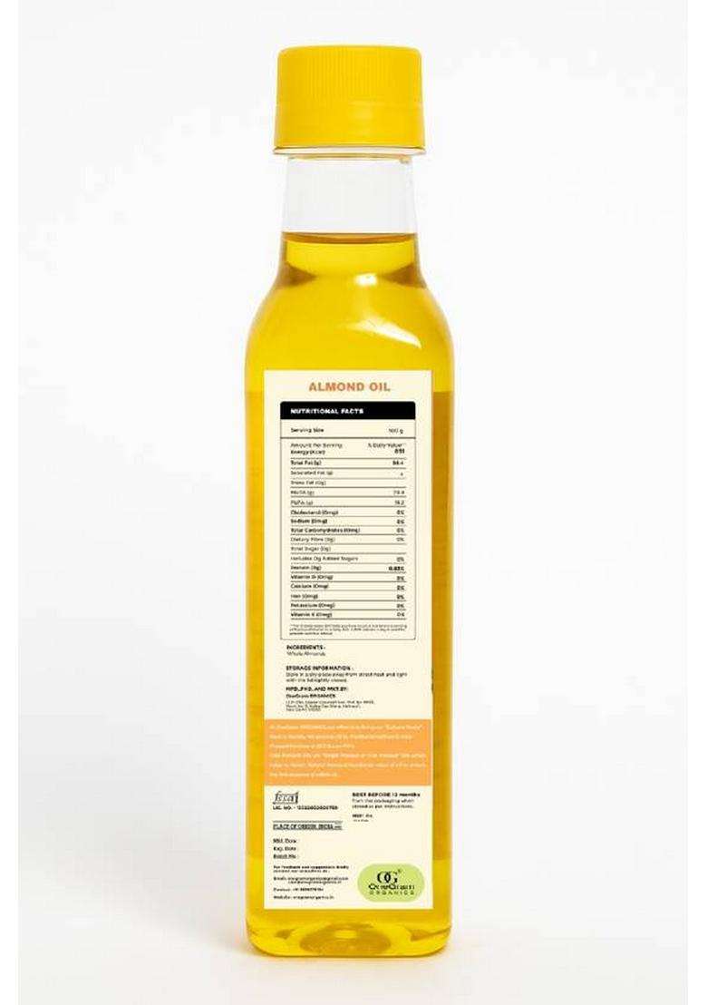 Onegram Organics Cold Pressed Almond Oil Badam Ka Tel Pure Pet Bottle Plastic (250 Ml) - Indya