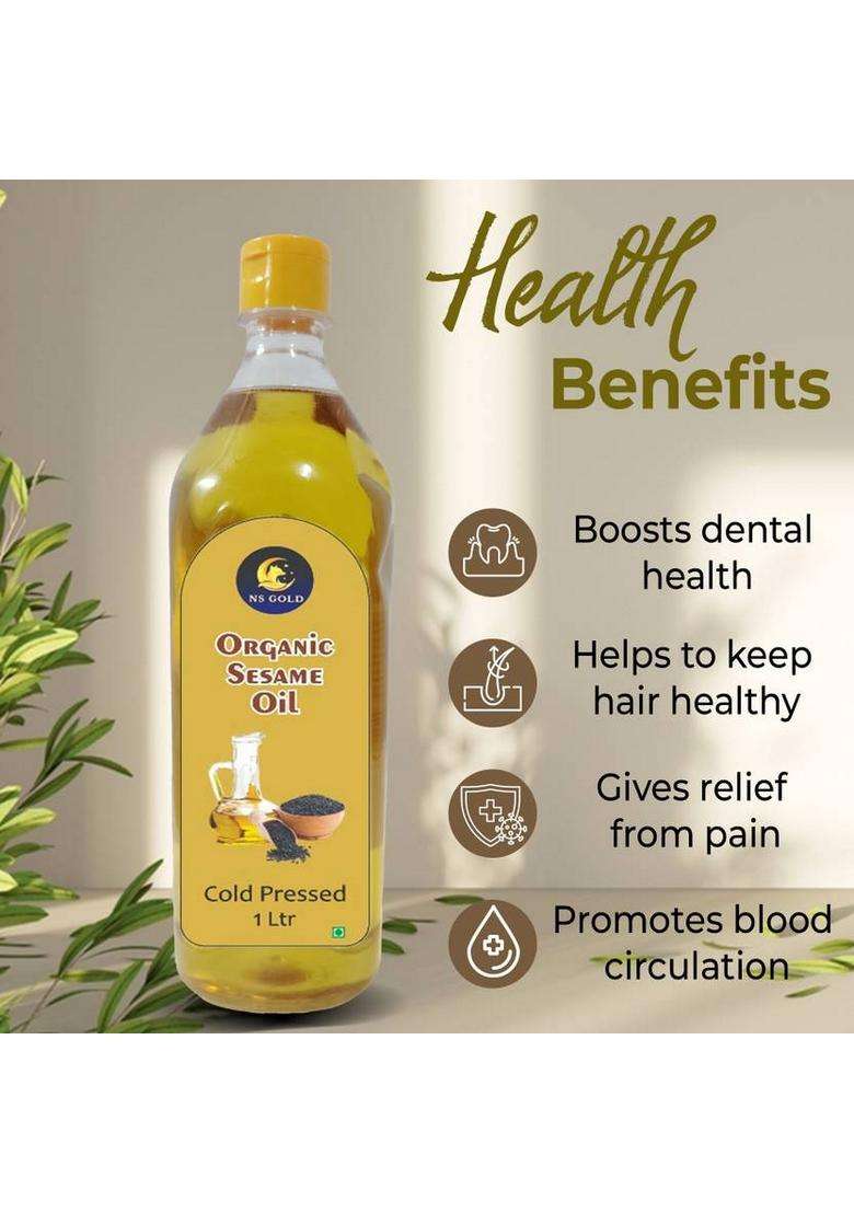 Ns Gold 100% Pure And Natural Unrefined, Cold Pressed Sesame Oil | Rich In Aroma Flavour Plastic Bottle (1 L) - Indya