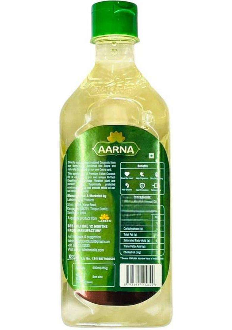 Lakgro Aarna Agmark Premium Cold Pressed - Pure & Natural Coconut Oil Pet Bottle (500 Ml) - Indya