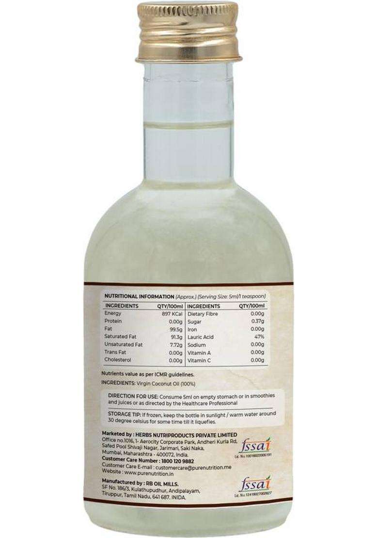 Pure Nutrition Vital Raw Cold Pressed Extra Virgin Coconut Oil For Immunity, Hair & Skin Pet Bottle (2 X 250 Ml) - Indya