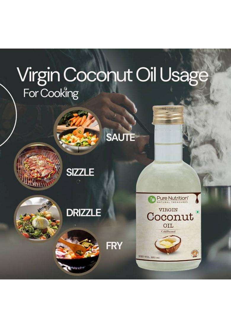 Pure Nutrition Vital Raw Cold Pressed Extra Virgin Coconut Oil For Immunity, Hair & Skin Pet Bottle (2 X 250 Ml) - Indya