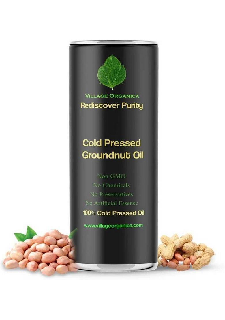 Village Organica Cold Pressed Groundnut Oil | Peanut Pure & Unadulterated Chemical Free Tin (1 L)