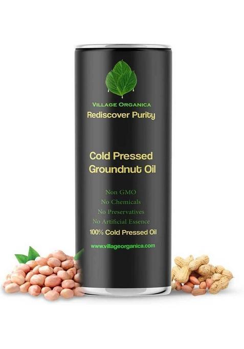 Village Organica Cold Pressed Groundnut Oil | Peanut Pure & Unadulterated Chemical Free Tin (1 L)