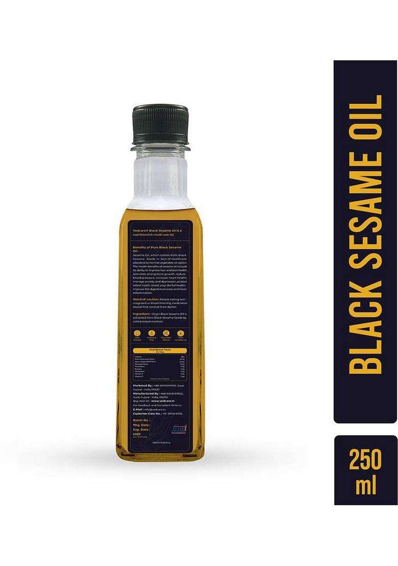 Vedcare Virgin Cold Pressed Black Sesame Seed Oil Plastic Bottle (250 Ml) - Indya