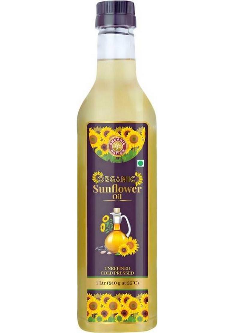 Organic Nation Sunflower Oil | Unrefined Cold Presses 100 % Certified Plastic Bottle (1 L)