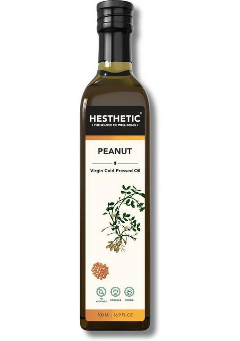 Hesthetic Premium Cold Pressed (Peanut) Groundnut Oil Glass Bottle (500 Ml)