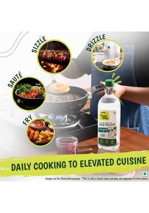 Tata Simply Better Pure & Unrefined Virgin Cold Pressed Coconut Oil Plastic Bottle (2 X 0.5 L)