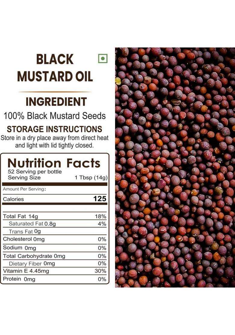 Rosier Wood Pressed Organic Black Mustard Oil 1Ltr Pure, Natural & Healthy Pet Bottle (1 L) - Indya
