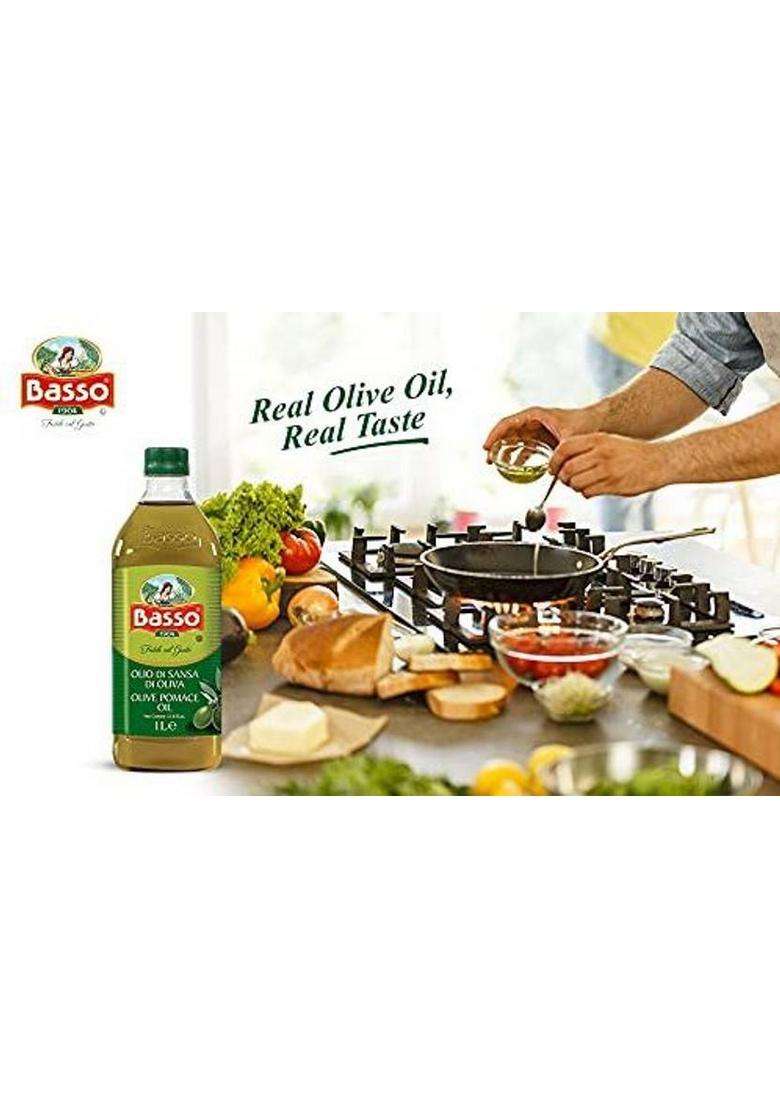 Basso Olive Oil Pomace Oil, 1 Ltr Plastic Bottle (1 L) - Indya