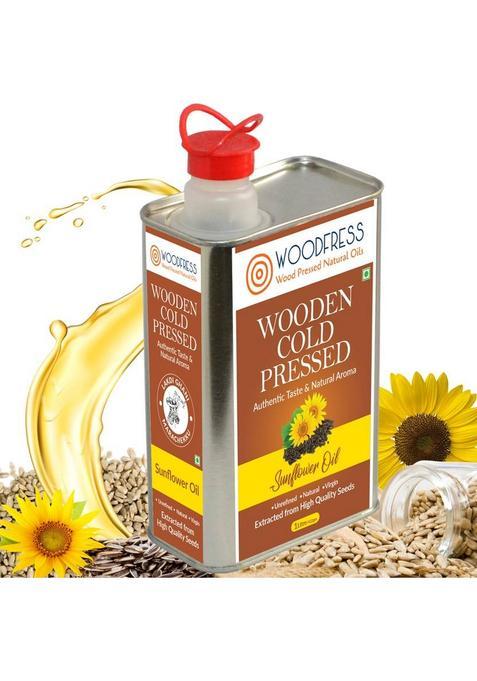Woodfress Wooden Cold Pressed Sunflower Oil 1L (Wood / Lakdi Ghani Marachekku) Tin (1 L)