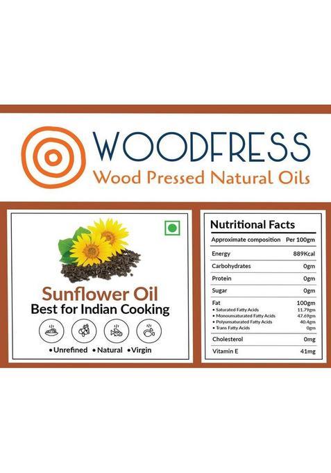 Woodfress Wooden Cold Pressed Sunflower Oil 1L (Wood / Lakdi Ghani Marachekku) Tin (1 L)