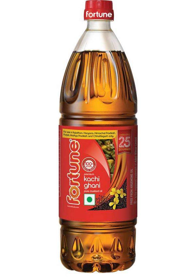 Fortune Premium Kachi Ghani Pure Mustard Oil Plastic Bottle (1 L) - Indya