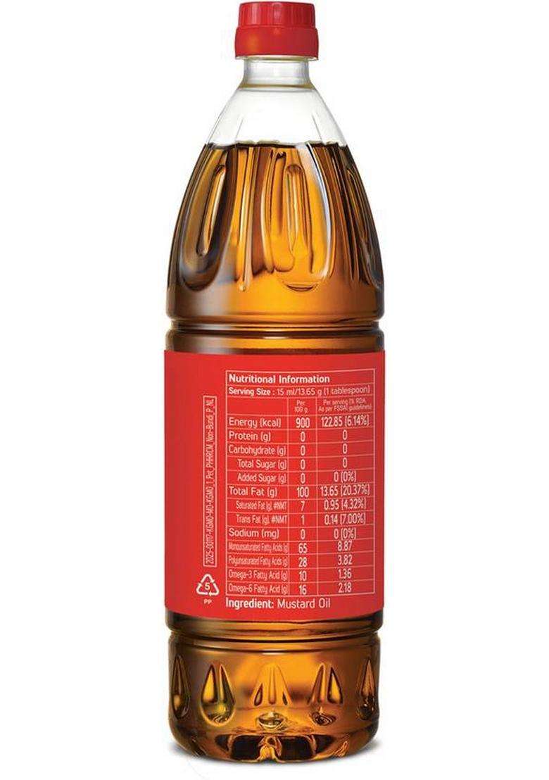 Fortune Premium Kachi Ghani Pure Mustard Oil Plastic Bottle (1 L) - Indya