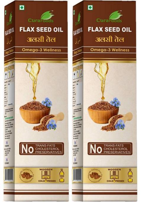 Cura Alsi Oil (Flax Seed Oil) 100Ml | 100% Pure & Natural Flaxseed Plastic Bottle (2 X 100 Ml)